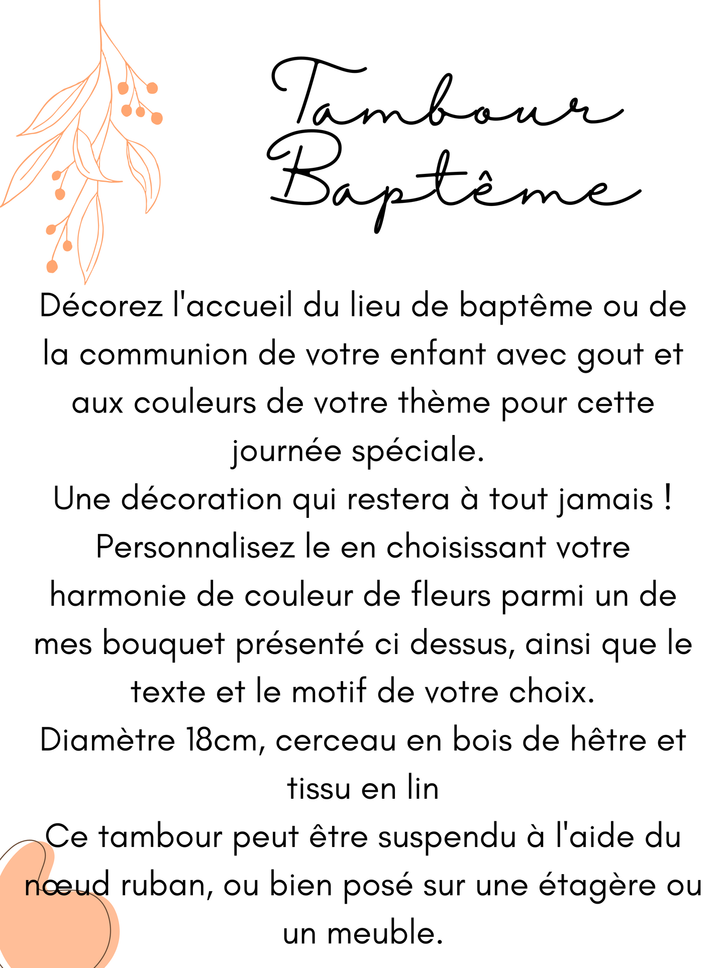 Tambour Colombe Pureté (18cm)