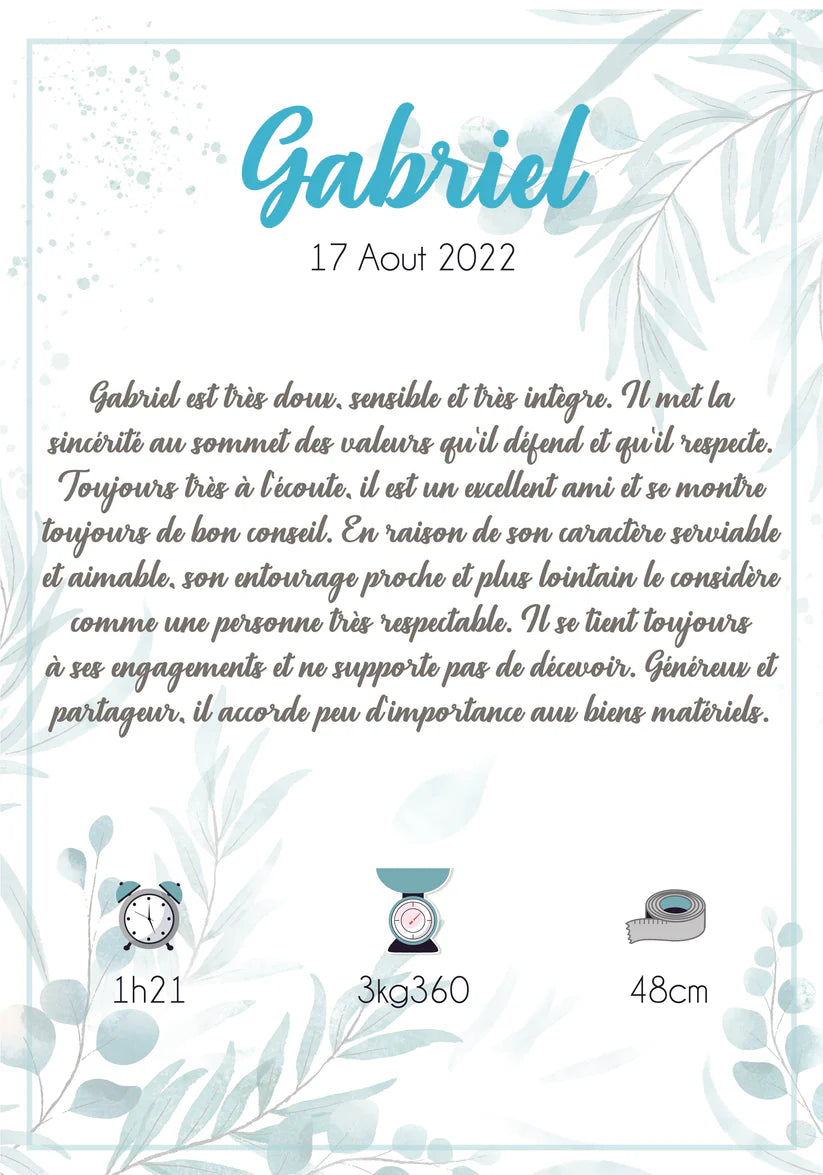 Affiche Florale Bleu Numérique