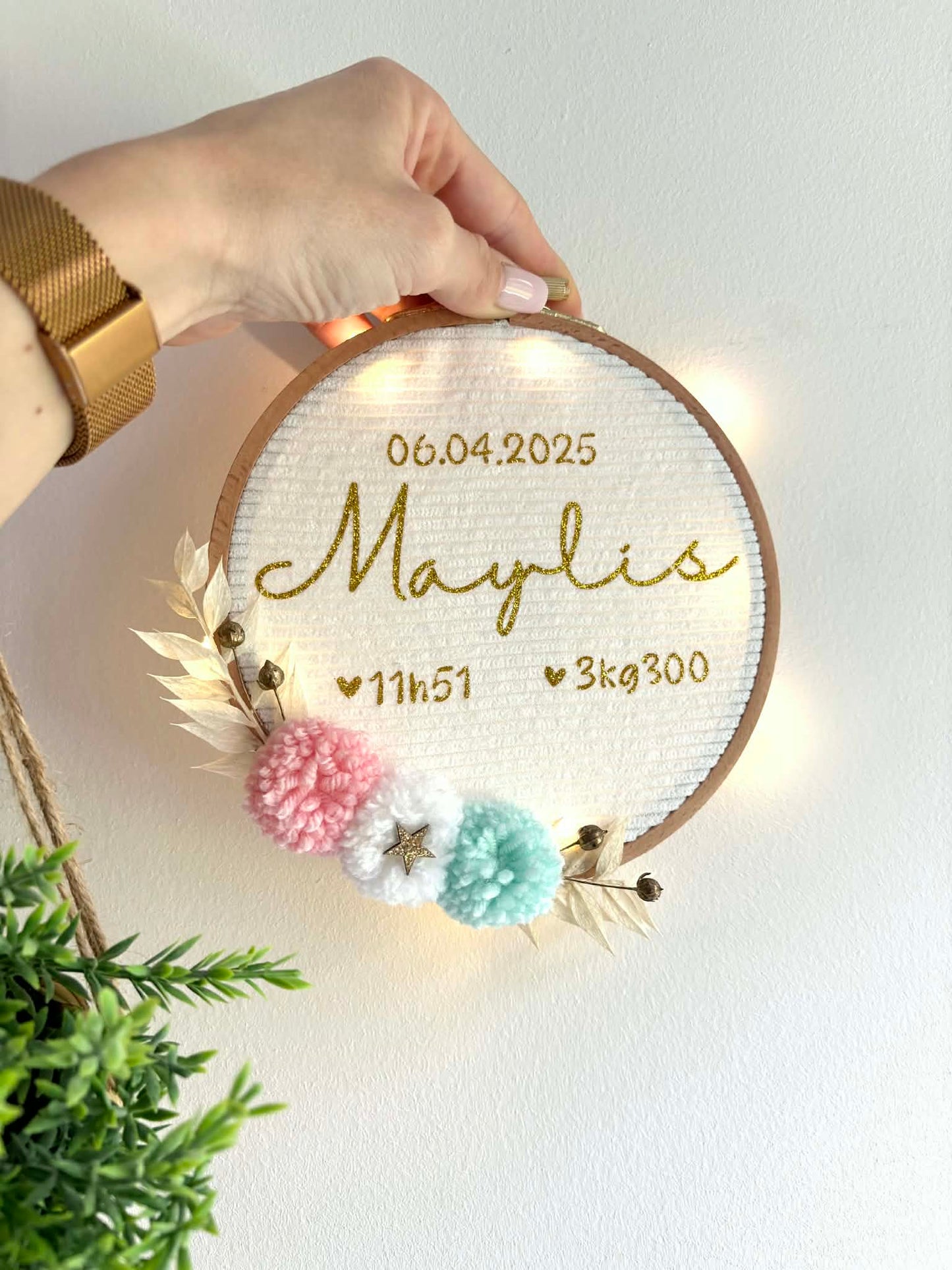 Tambour Velour & Pompons (18cm)