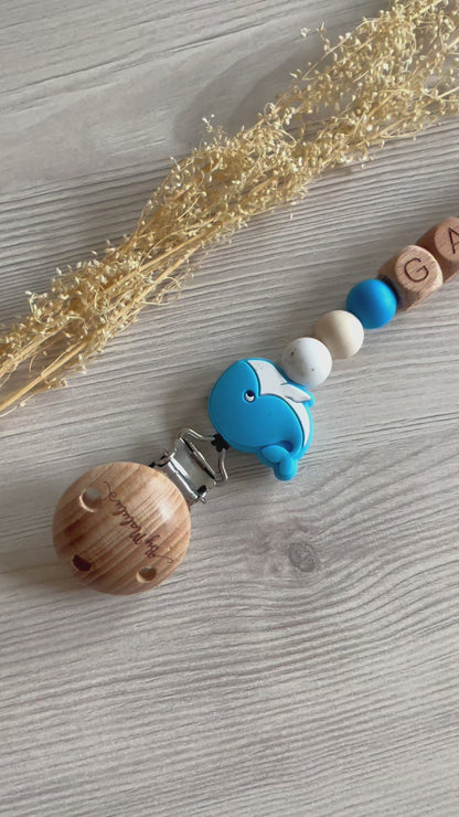 Attache tétine Baleine Bleu